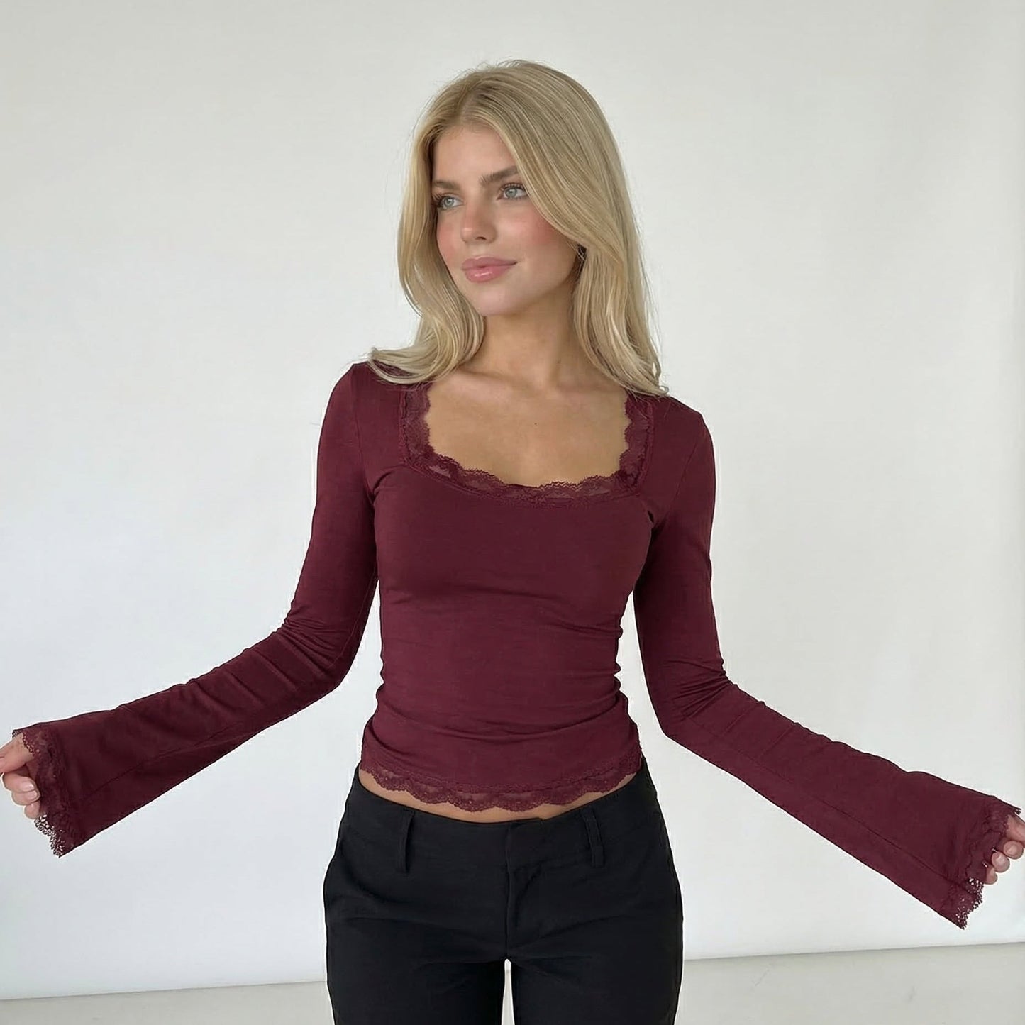 ARIA | Lace Trim Top