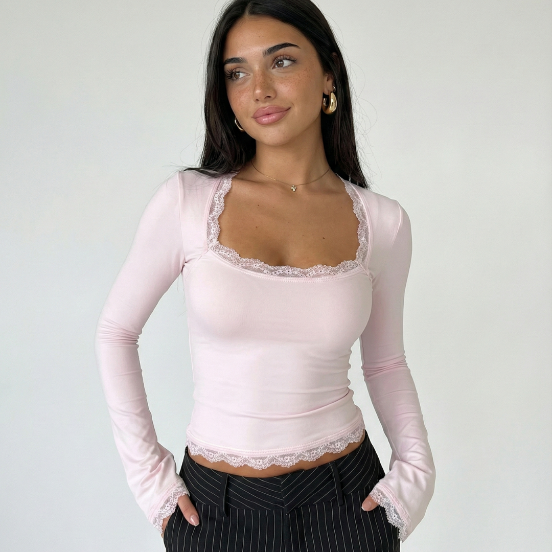 ARIA | Lace Trim Top